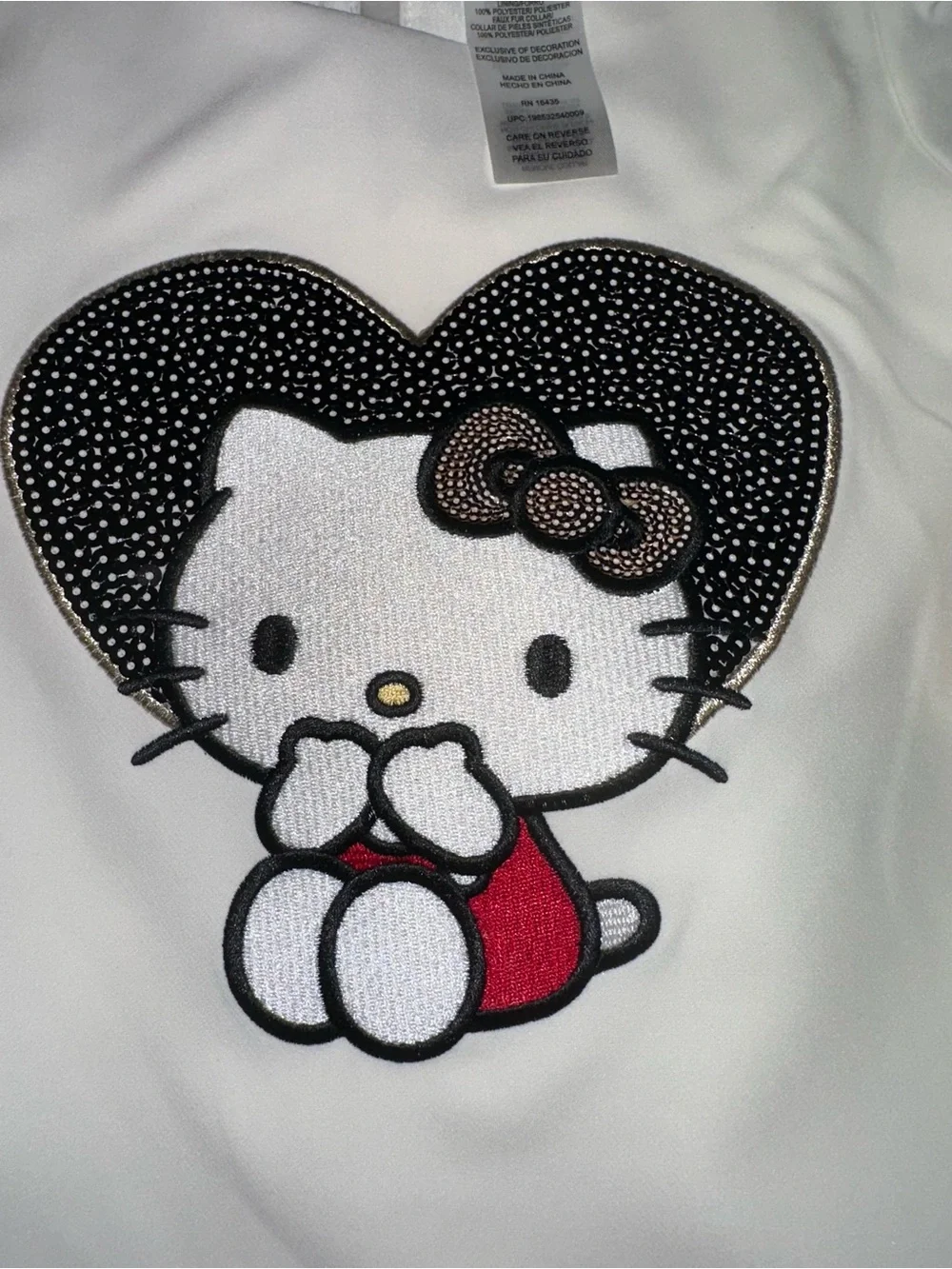 Hello Kitty Black White Red Embroidered Heart Patch Kids Accessory